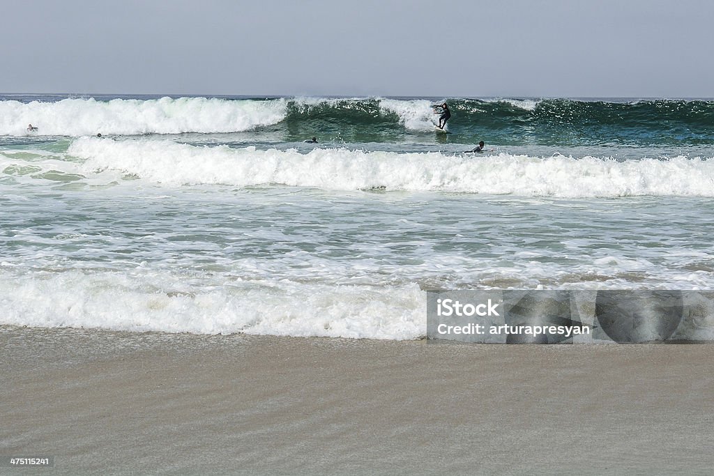 Surfers Surfers in Monterey Bay Bay of Water Stock Photo