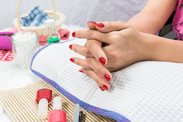 istock Female soft hands with beautiful manicure 475115334