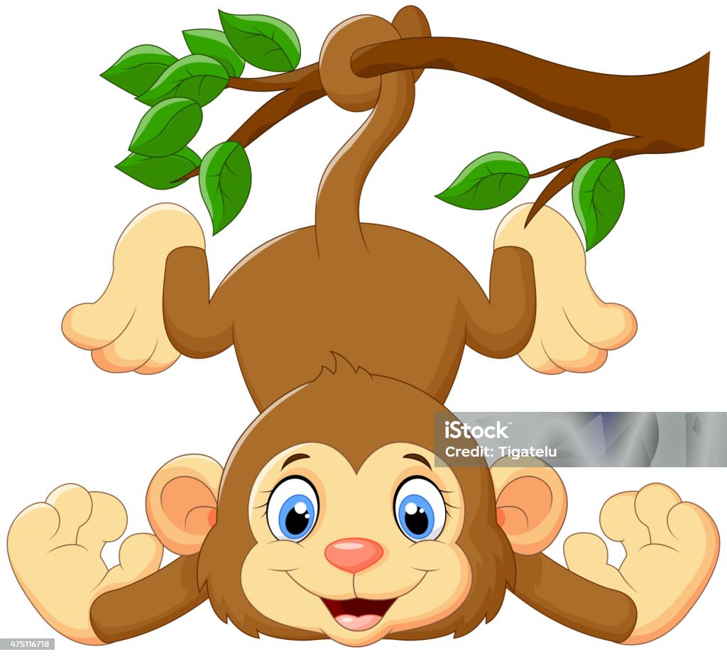 Cartoon Funny Monkey On A Tree Stock Illustration - Download Image ...