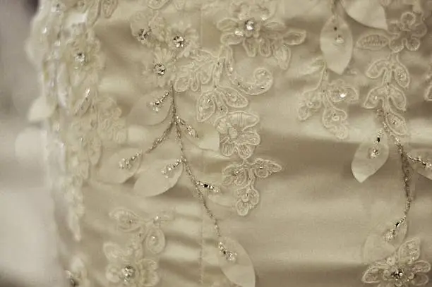 Close up of detail on a wedding dress