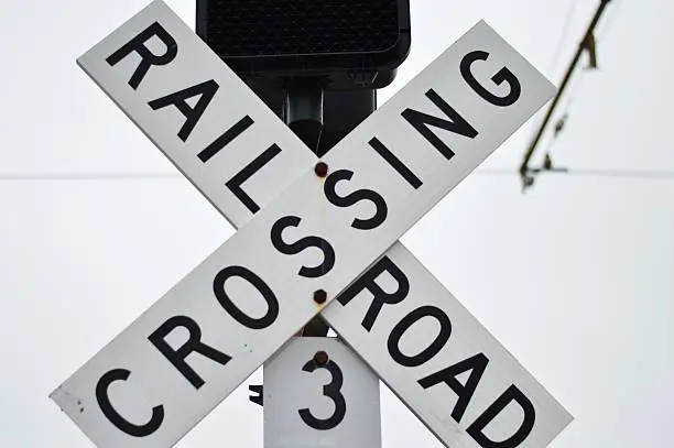Railroad crossing sign in New Orleans