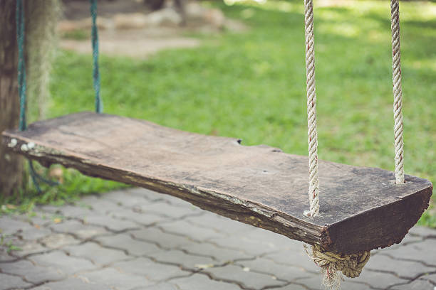 istock Old wooden swing in the garden 475118902