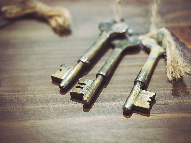 istock Vintage Keys on wooden table 475119034