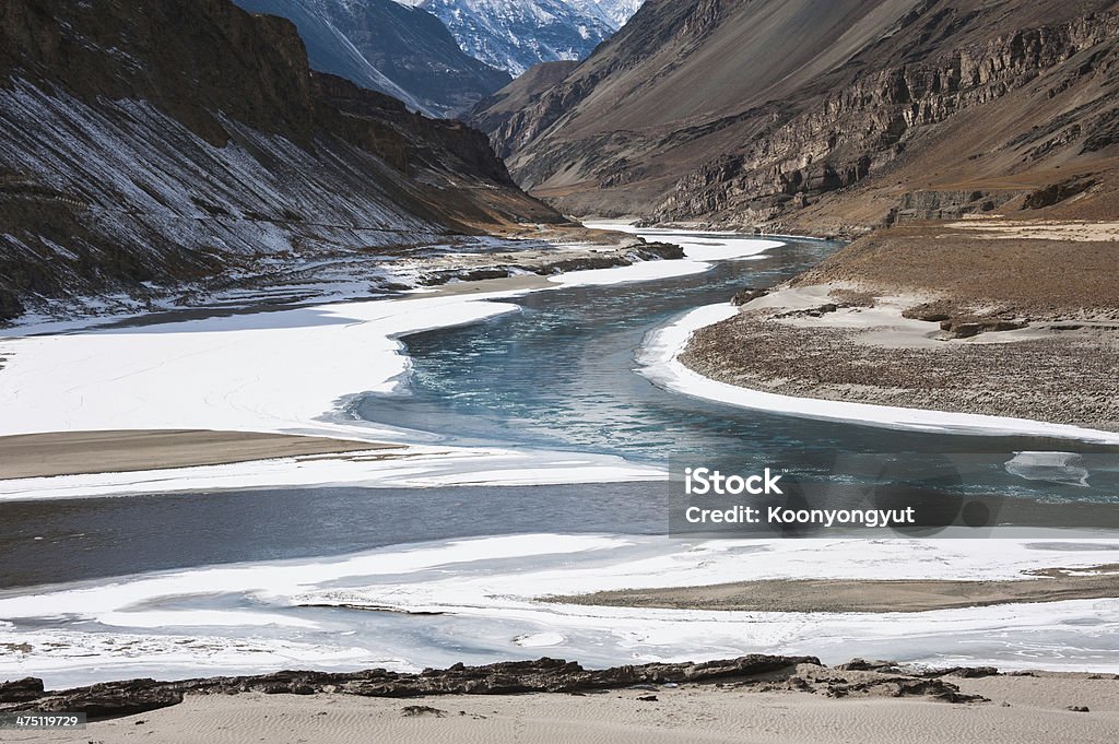 Zanskar e confluência do rio Indo, Leh, Ladakh, Índia - Foto de stock de Rio Indus royalty-free