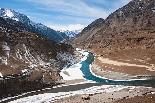 Confluence of rivers Indus & Zanskar, near Nemo village, Leh District, Ladakh, India.