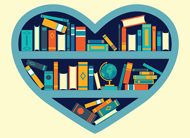 istock Heart shaped book shelf with colorful books, heart of knowledge 475120376