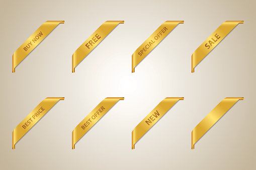 Golden Corner Ribbon Set - Vector Design Element