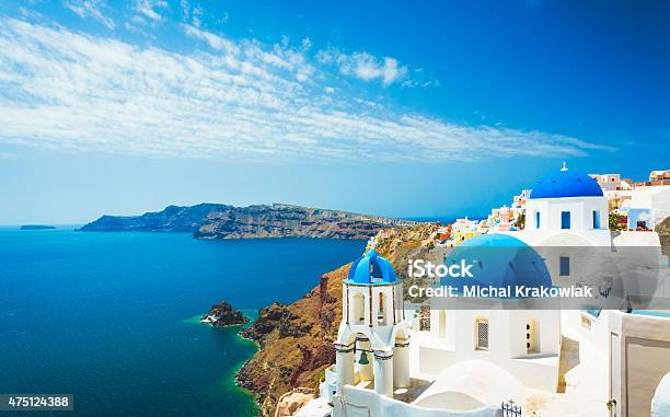White Church In Oia Town On Santorini Island In Greece Stock Photo - Download Image Now