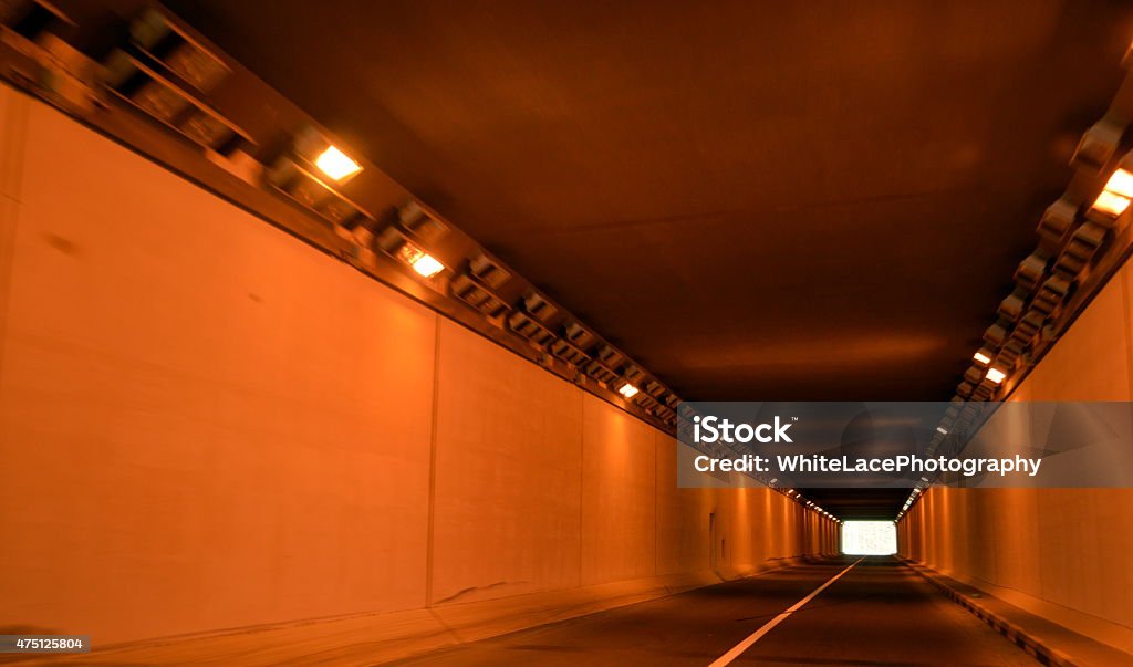 Inside Tunnel View in Sharjah-Kalba Road 2015 Stock Photo