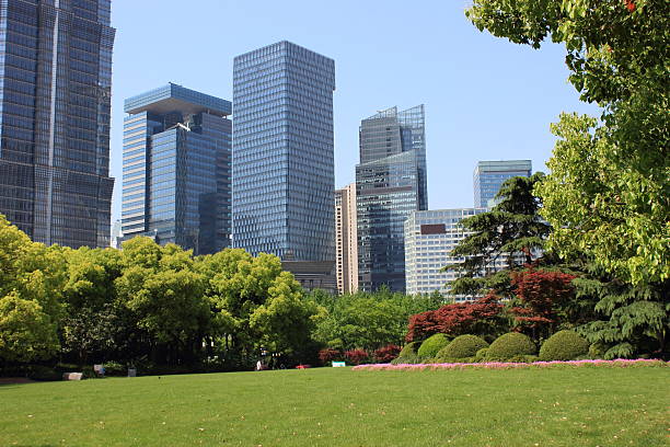 istock Grass and buildings in Shanghai, China 475128582