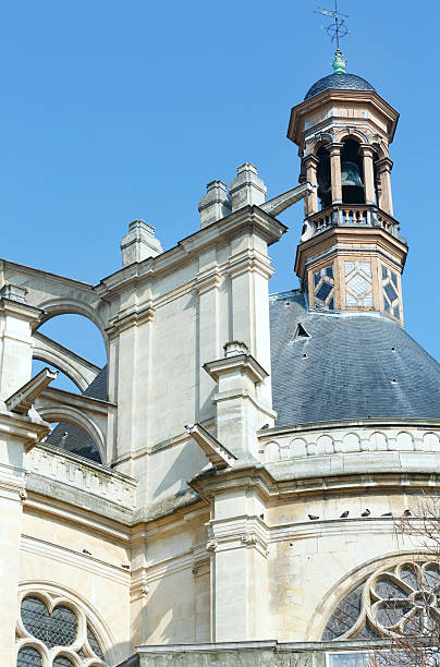 The Church of St Eustace, Paris. The Church of St Eustace top view, Paris. The present building was built between 1532 and 1632. Architects are unknown. église saint eustache stock pictures, royalty-free photos & images