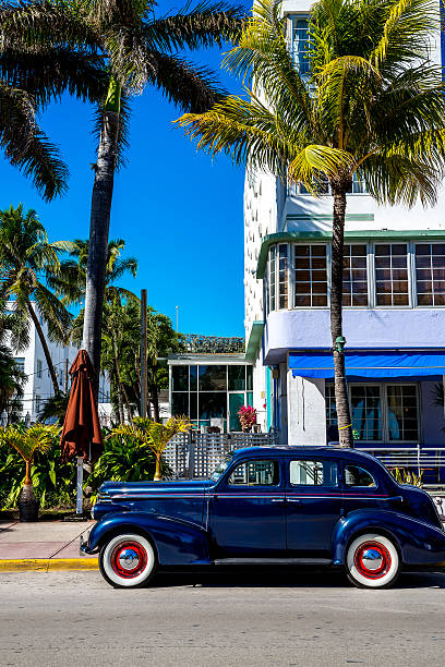 istock Classic American Car on South Beach, Miami. 475132069