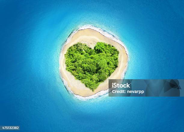 Island Heart Shape Stock Photo - Download Image Now - Island, Aerial View, Desert Oasis