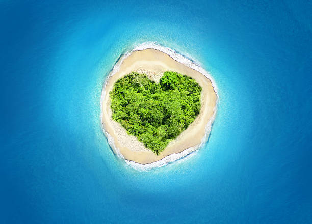 wyspa serce kształt  - oasis zdjęcia i obrazy z banku zdjęć