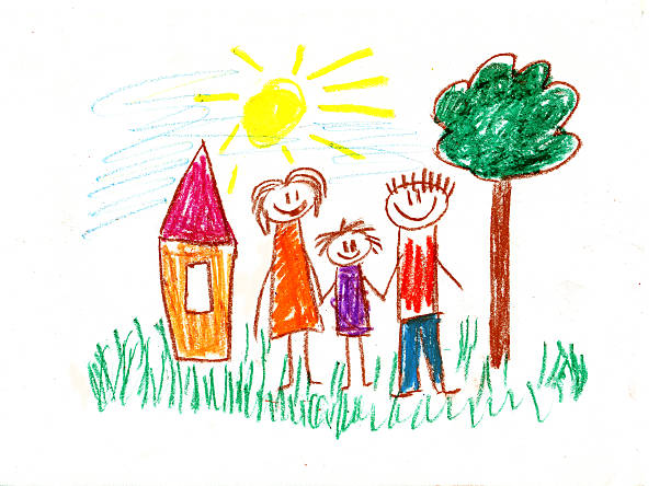 ilustraciones, imágenes clip art, dibujos animados e iconos de stock de los niños de dibujo - paintings child house childhood