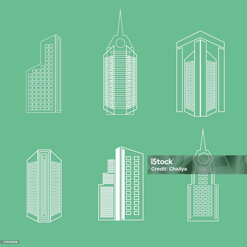 Vector Set Linear Buildings Stock Illustration - Download Image Now ...