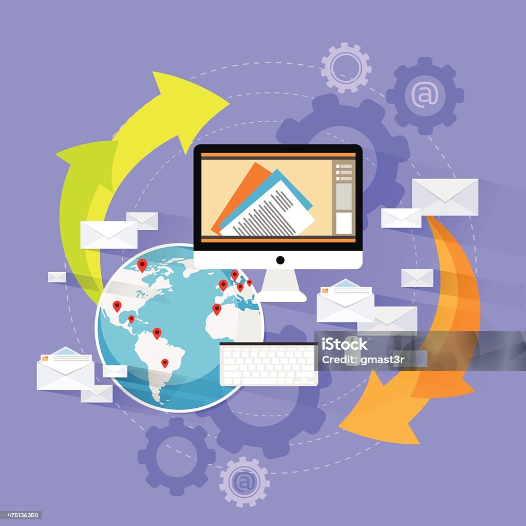 Sending Computer In Mail Computer Device Mail Send Laptop Cloud Flat Design Stock Illustration ...