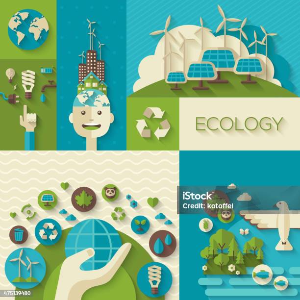 Flat Design Vector Concept Of Ecology Environment Green Energy Stock Illustration - Download Image Now