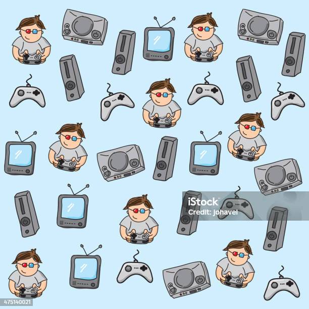 Gamer Pattern Stock Illustration - Download Image Now - Activity, Arts Culture and Entertainment, Black Color