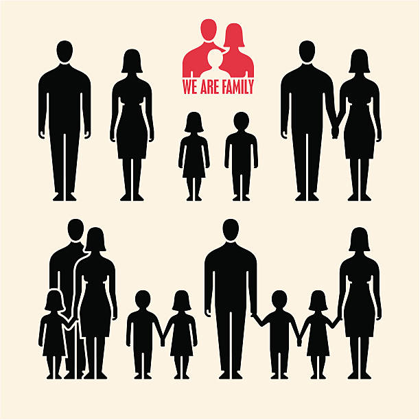 Family icons. People icons. Family icons. People icons. People vector silhouette. children holding hands icon stock illustrations