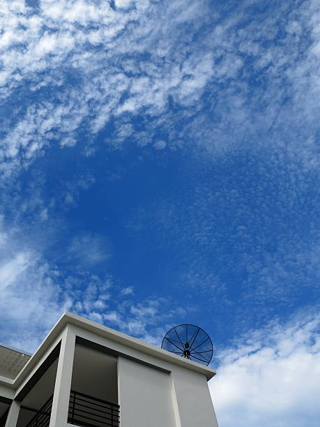 istock Satellite dishes on building 475144386