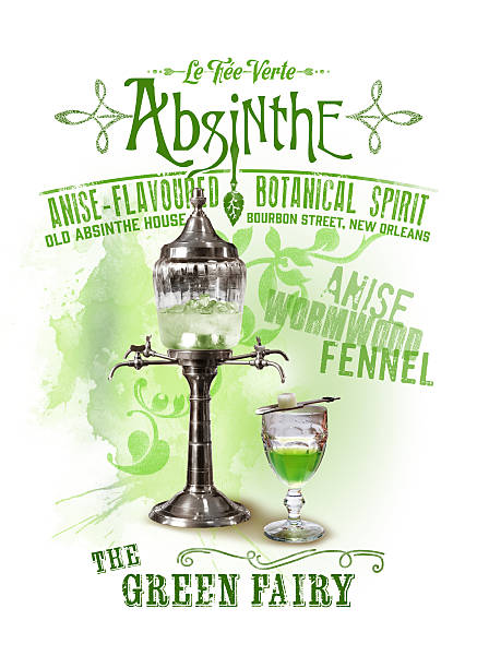 Absinthe NOLA Collection the green fairy Absinthe isolated on white absinthe spoon stock pictures, royalty-free photos & images