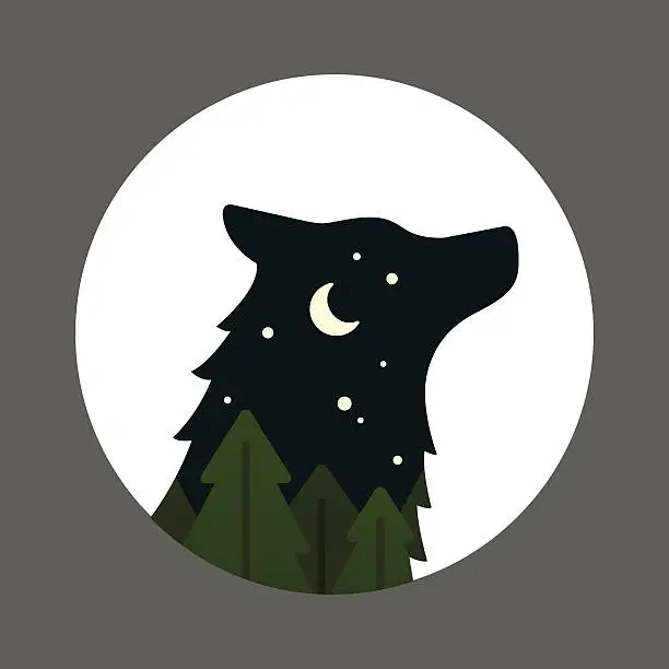 Vector illustration of Wolf head inside a circle