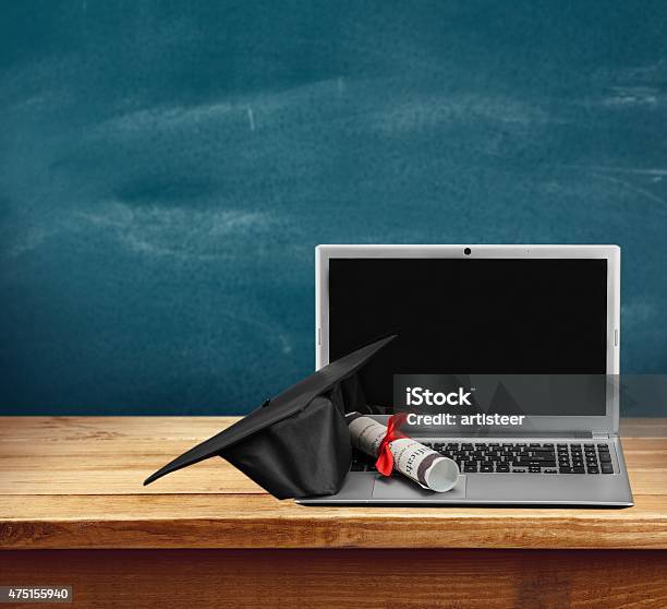 Internet Training Graduation Stock Photo - Download Image Now - 2015, Achievement, Cap - Hat