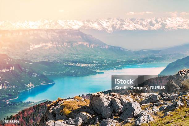 Bourget Lake And Mont Blanc Massif Alps Mountain Scenics View Stock Photo - Download Image Now