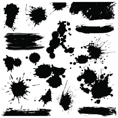 Abstract set of black blots and splashes