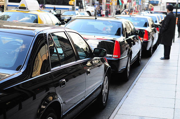 istock Black limousines. New York City. 475161054