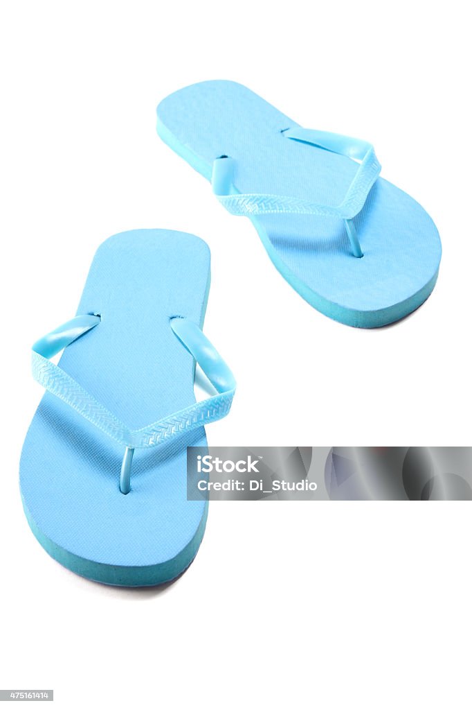 blue summer flip flops isolated on white blue summer flip flops isolated on white background 2015 Stock Photo