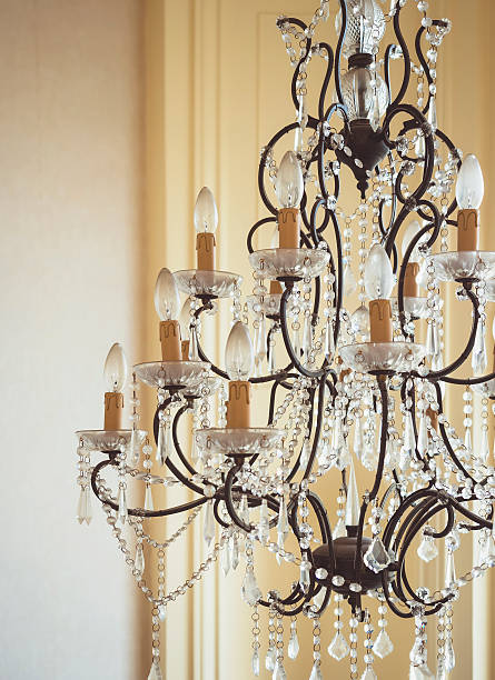 istock Crystal chandelier close up, Glamour Interior decoration object 475162974