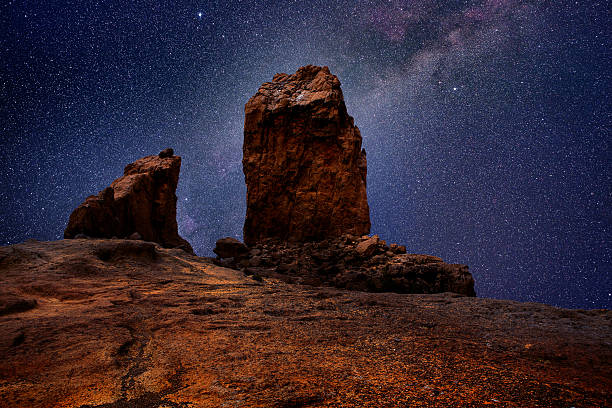 istock Gran canaria roque nublo in night stars light 475163208