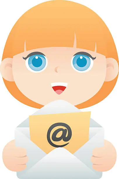 Vector illustration of Girl holding letter