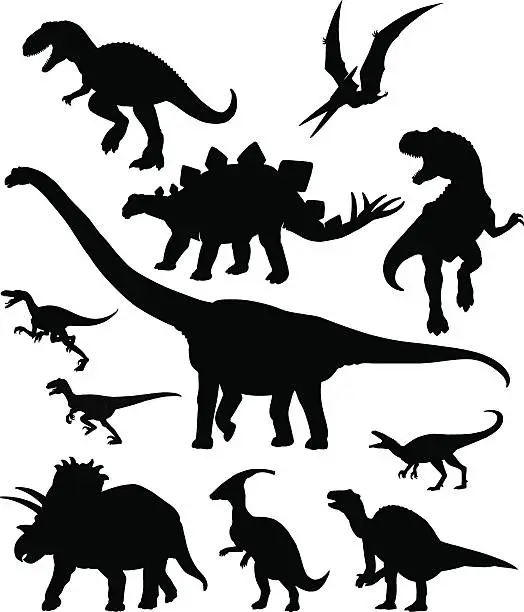 Vector illustration of Dinosaurus Set - Silhouettes