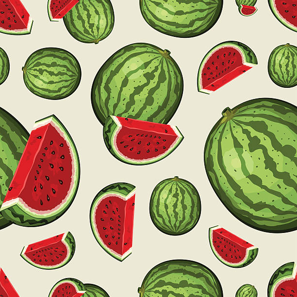 Seamless Fruit Pattern - Watermelons vector art illustration