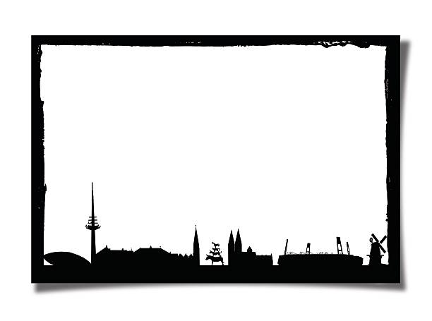 istock Grunge Photo Frame With Silhouette of Bremen 475172498