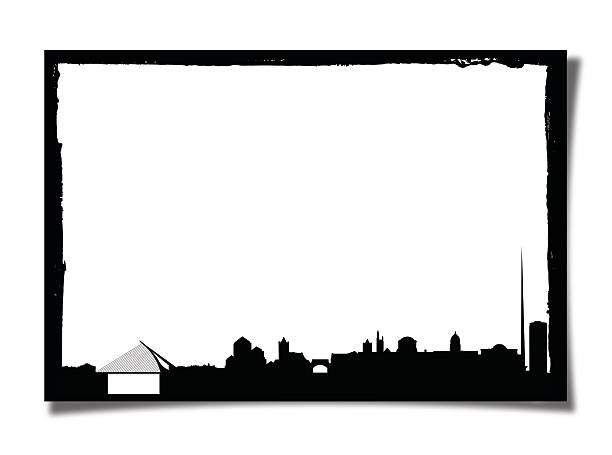Grunge Photo Frame With Silhouette of Dublin