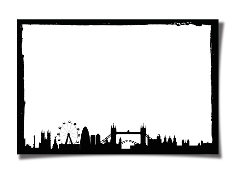 High Resolution Blank and Grunge Photo Frame With Silhouette of London