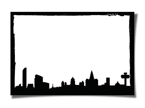 istock Grunge Picture Frame With Silhouette of Liverpool 475181916