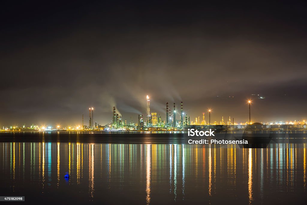 Factory fog and smoke factory fog and smoke night 2015 Stock Photo
