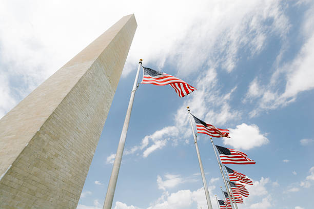 istock Washington Monument surrounded by American flags along National Mall 475182578