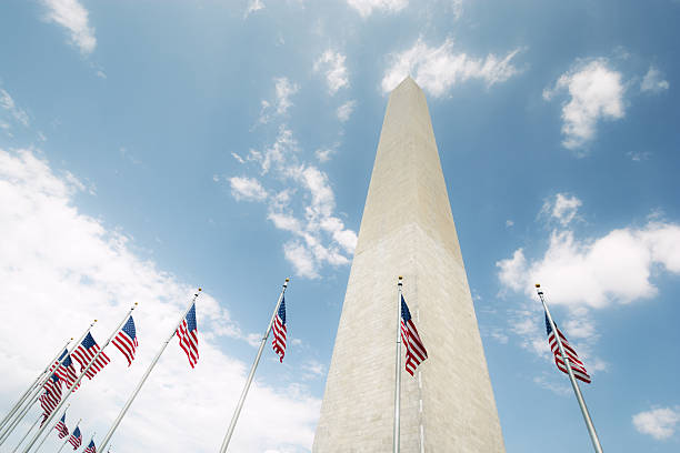 istock Washington Monument surrounded by American flags along National Mall 475182580