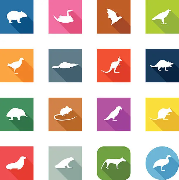 Vector illustration of Flat Icons - Tasmanian Animals