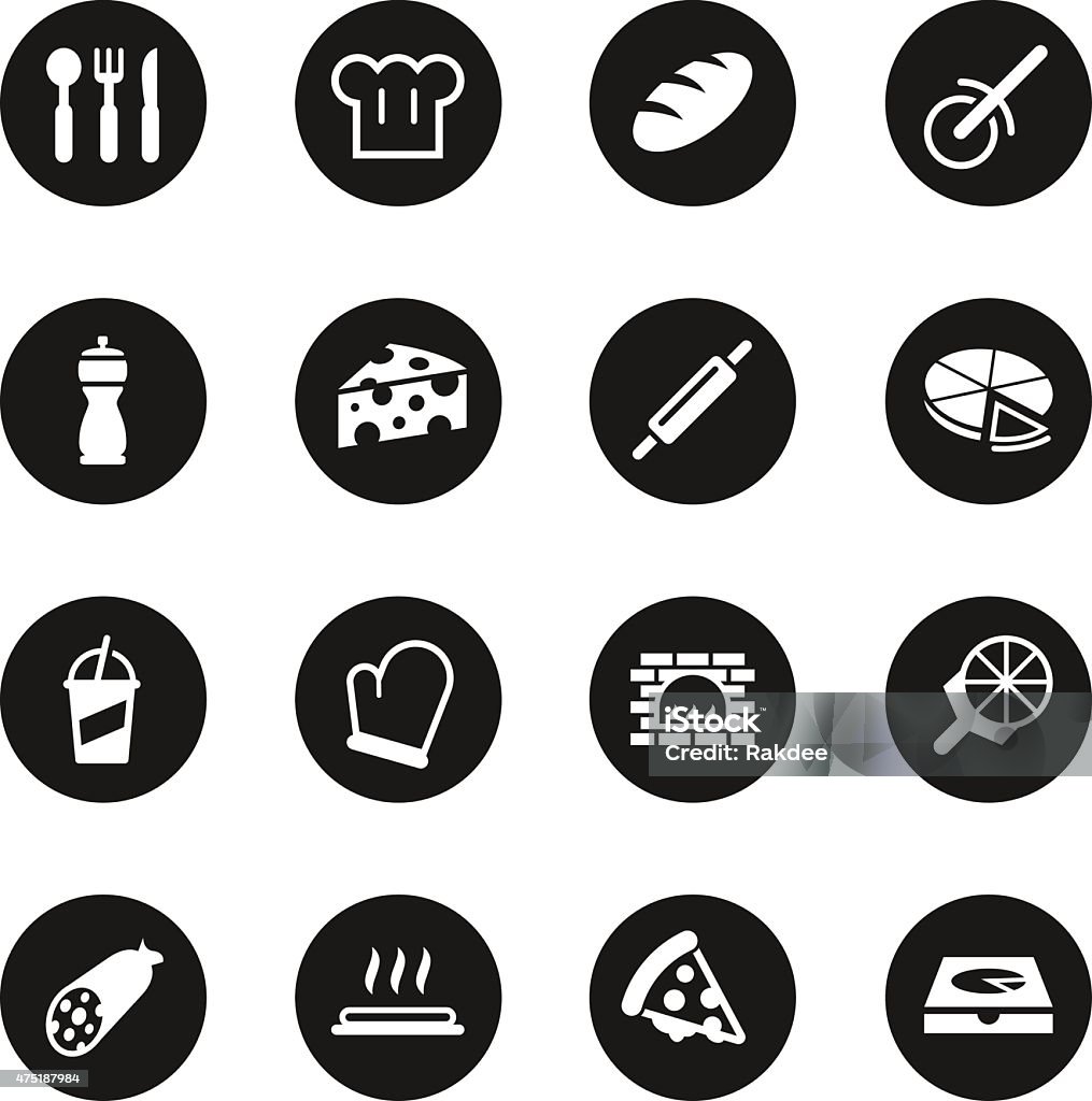 Pizza Icons - Black Circle Series Pizza Icons Black Circle Series Vector EPS10 File. Icon Symbol stock vector
