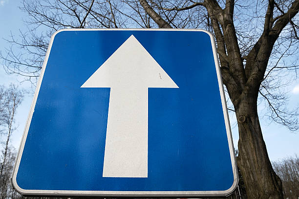 istock Road sign Straight ahead. 475188212