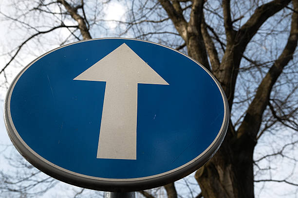 istock Road sign Straight ahead. 475190018
