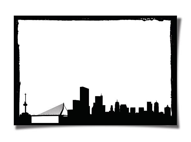 istock Grunge Photo Frame With Silhouette of Rotterdam 475192842