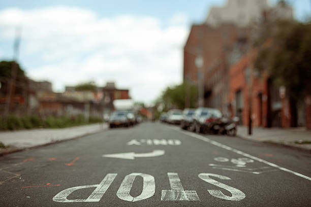istock Painted STOP on a street 475193050